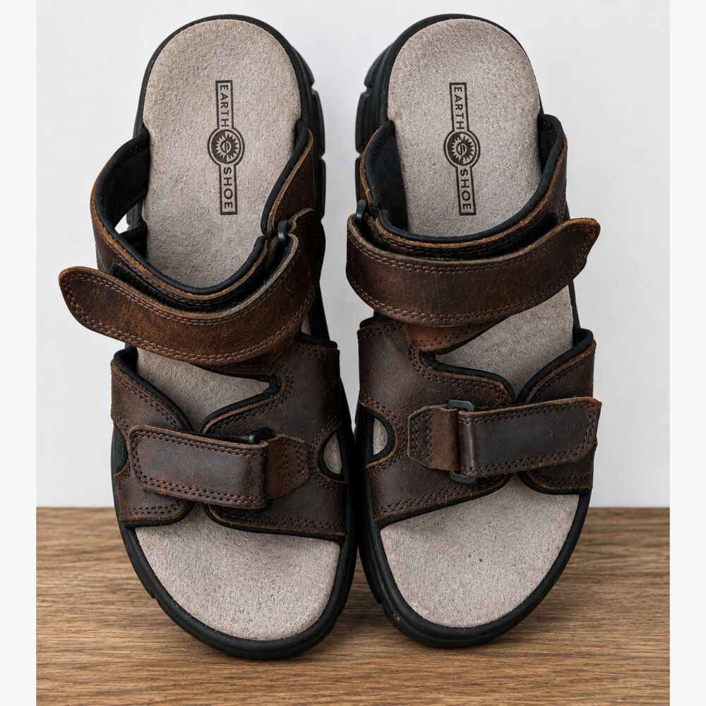 Earth Shoe Skeeter Mens Size 9 Brown Leather Sport Walking Comfort Sandals